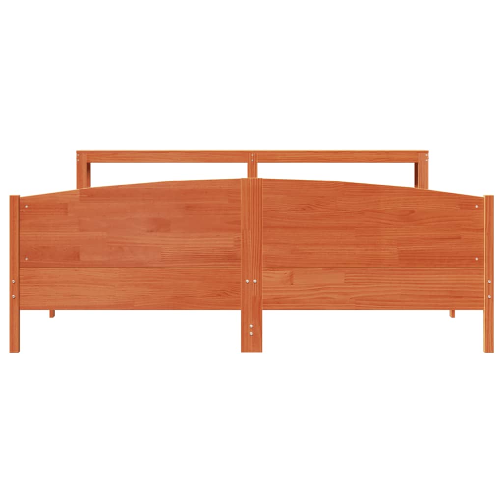 Cadre de lit sans matelas cire marron 200x200cm bois pin massif - XIOS