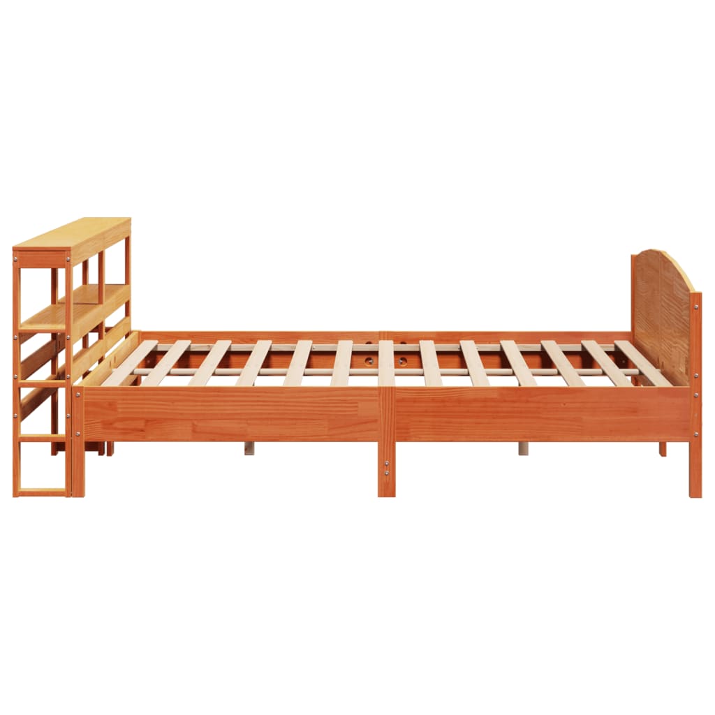 Cadre de lit sans matelas cire marron 200x200cm bois pin massif - XIOS