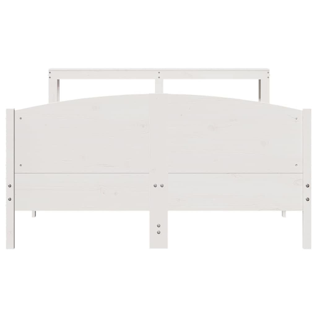 Cadre de lit sans matelas blanc 150x200 cm bois de pin massif - XIOS