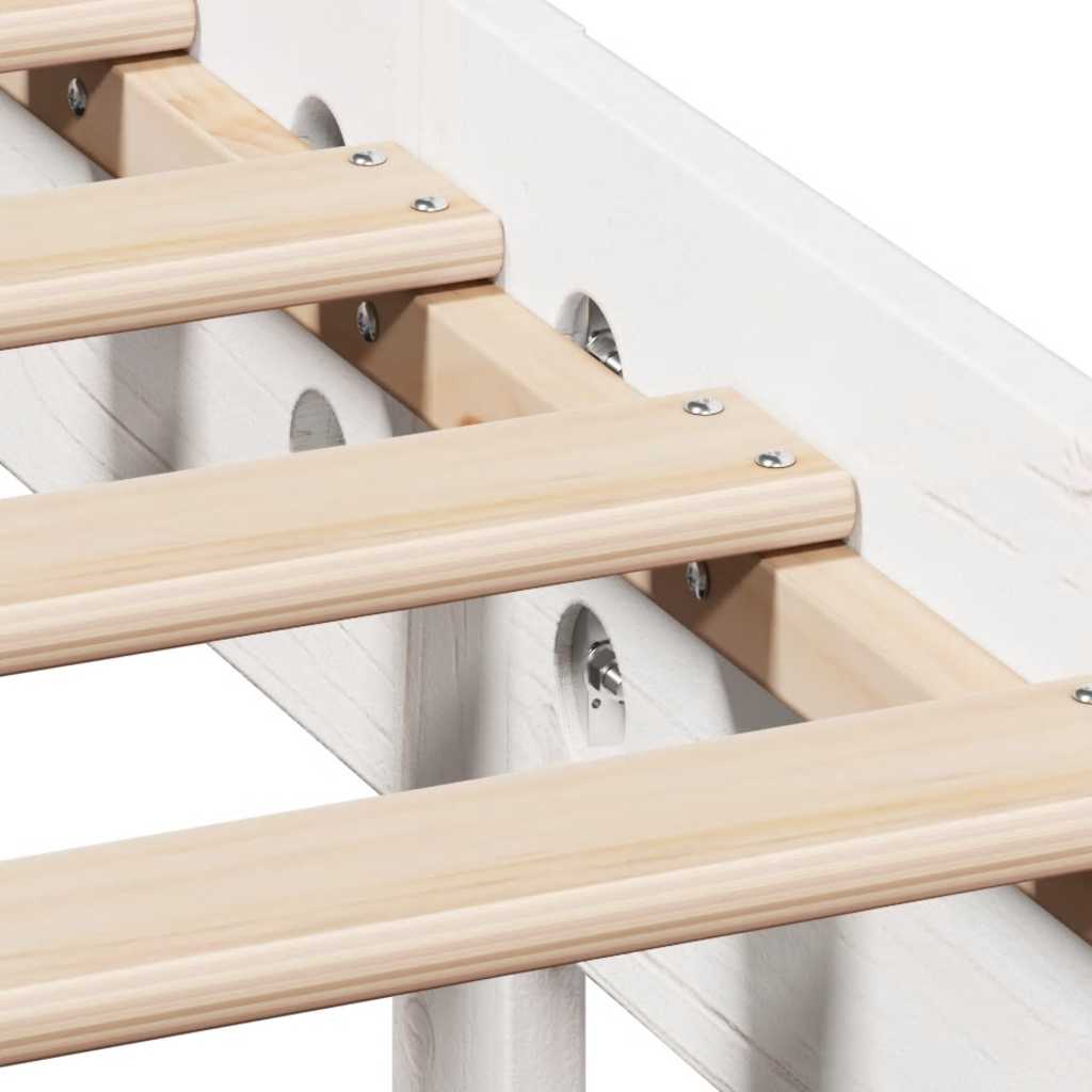 Cadre de lit sans matelas blanc 150x200 cm bois de pin massif - XIOS