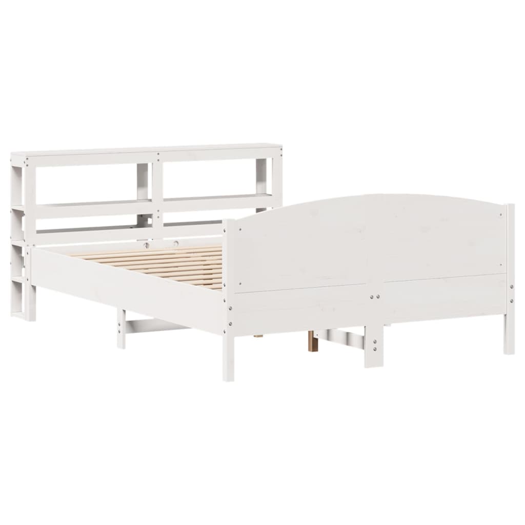 Cadre de lit sans matelas blanc 140x200 cm bois de pin massif - XIOS