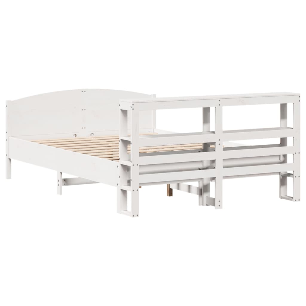 Cadre de lit sans matelas blanc 140x200 cm bois de pin massif - XIOS
