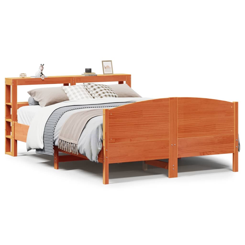 Cadre de lit sans matelas cire marron 140x200cm bois pin massif - XIOS