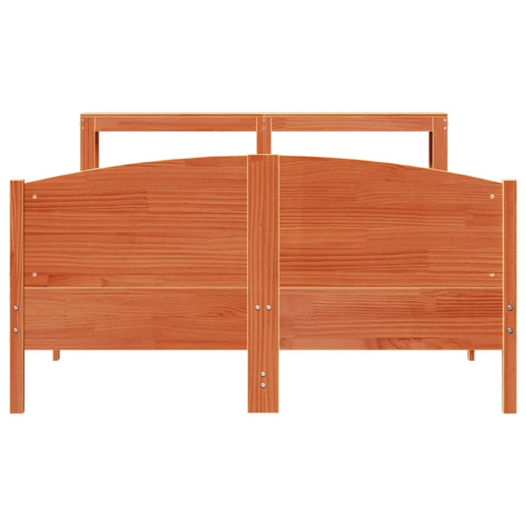 Cadre de lit sans matelas cire marron 140x200cm bois pin massif - XIOS