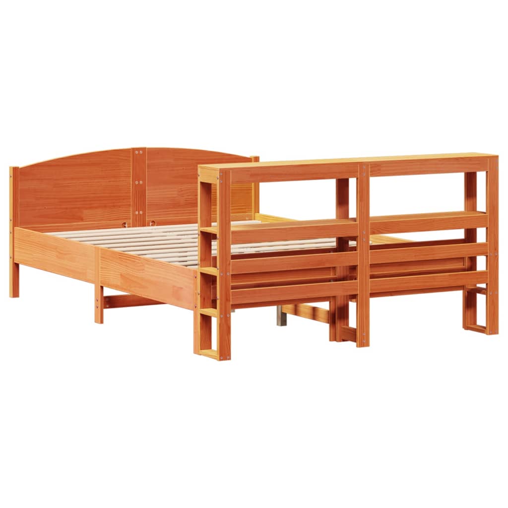 Cadre de lit sans matelas cire marron 140x200cm bois pin massif - XIOS