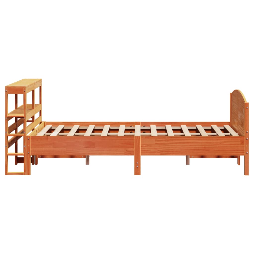 Cadre de lit sans matelas cire marron 135x190cm bois pin massif - XIOS