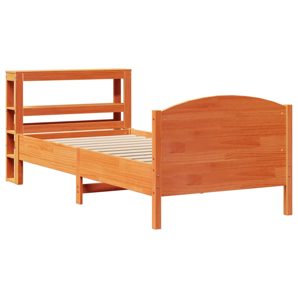 Cadre de lit sans matelas cire marron 100x200cm bois pin massif - XIOS