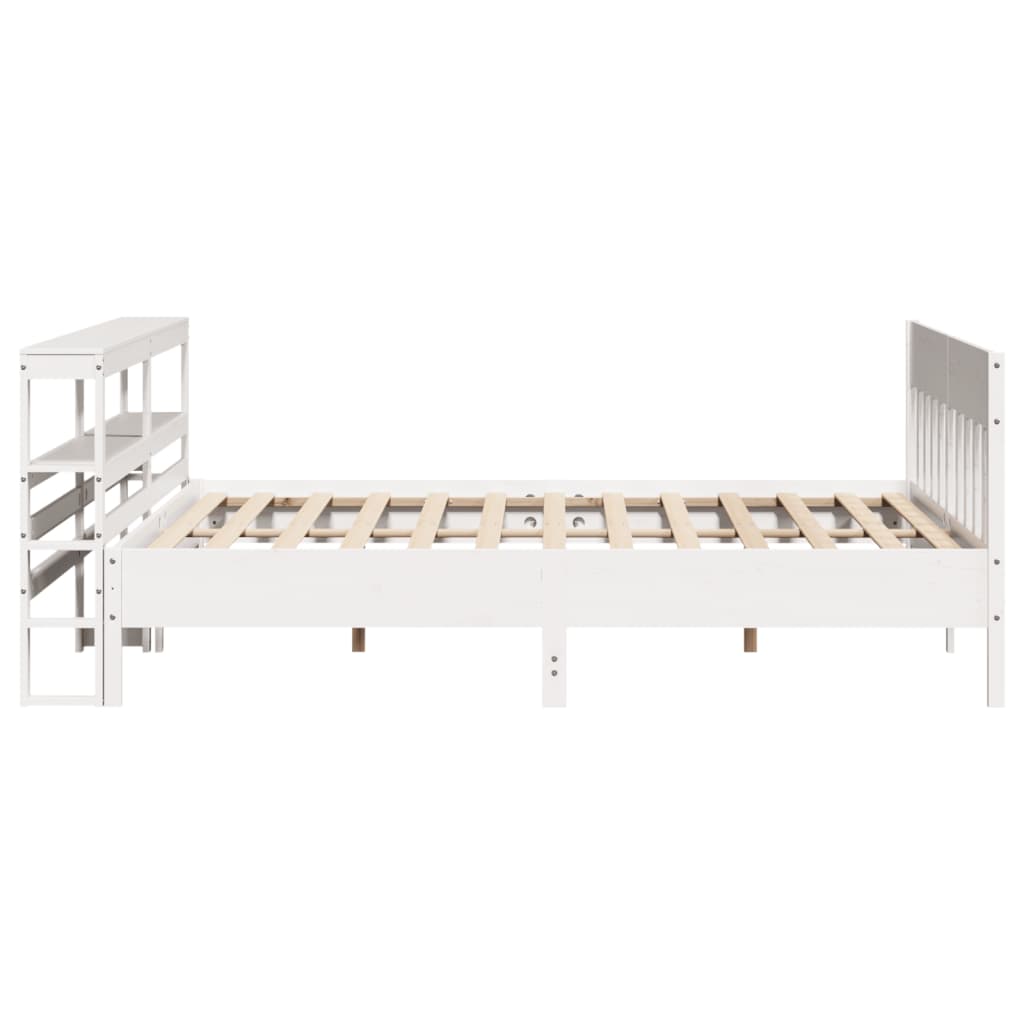 Cadre de lit sans matelas blanc 200x200 cm bois massif de pin - XIOS