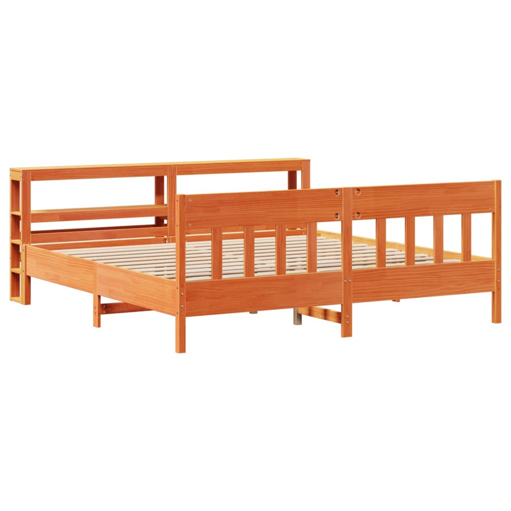 Cadre de lit sans matelas cire marron 180x200cm bois pin massif - XIOS