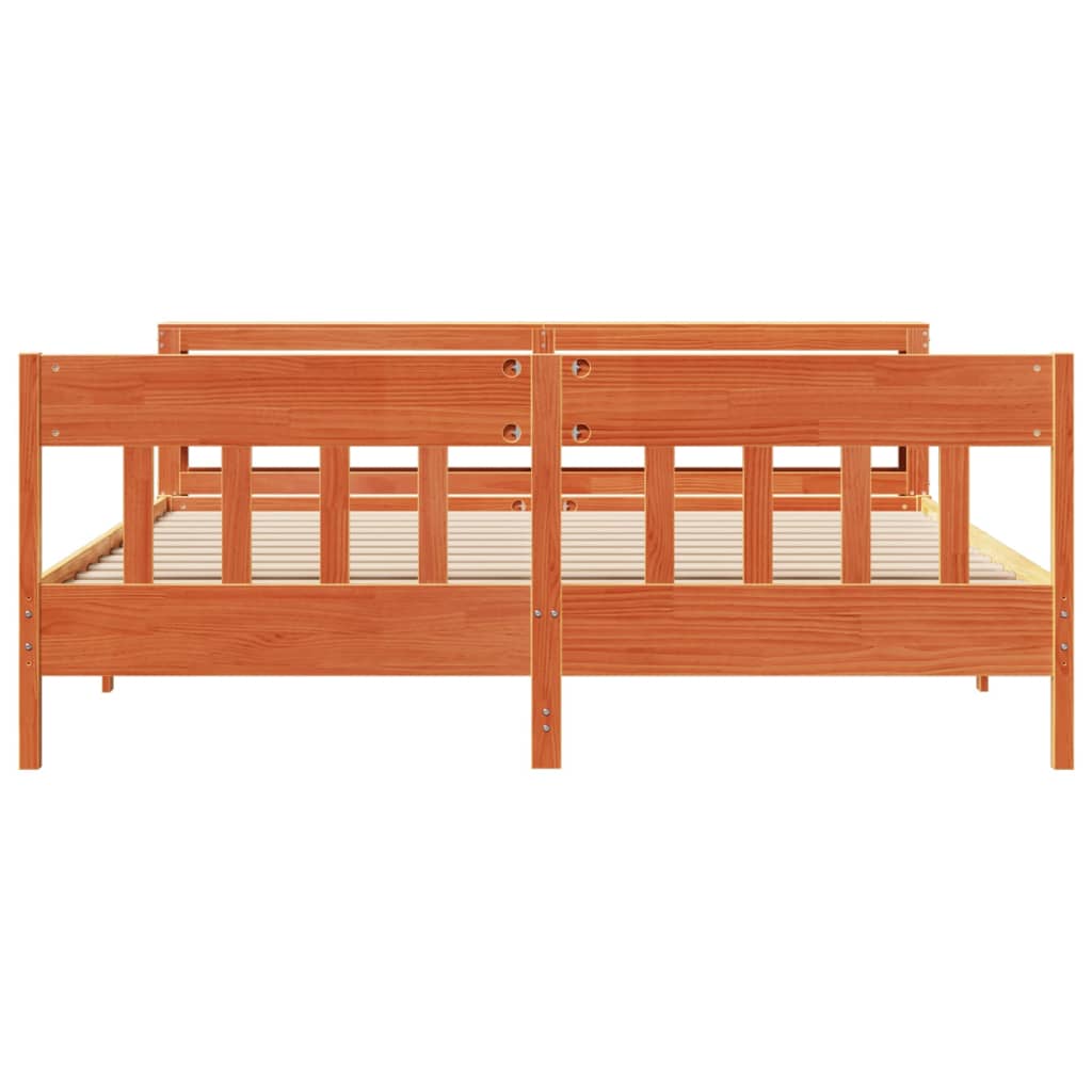 Cadre de lit sans matelas cire marron 180x200cm bois pin massif - XIOS