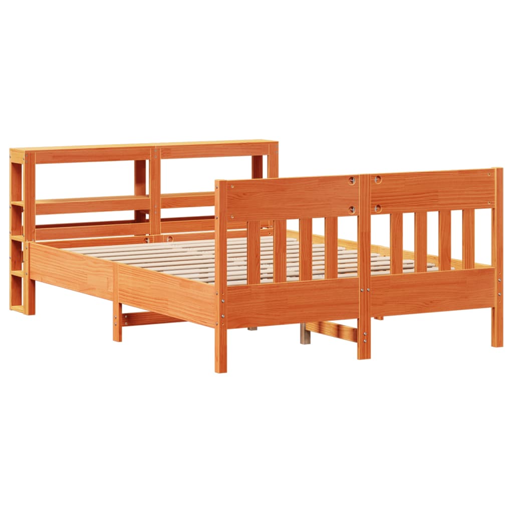Cadre de lit sans matelas cire marron 160x200cm bois pin massif - XIOS