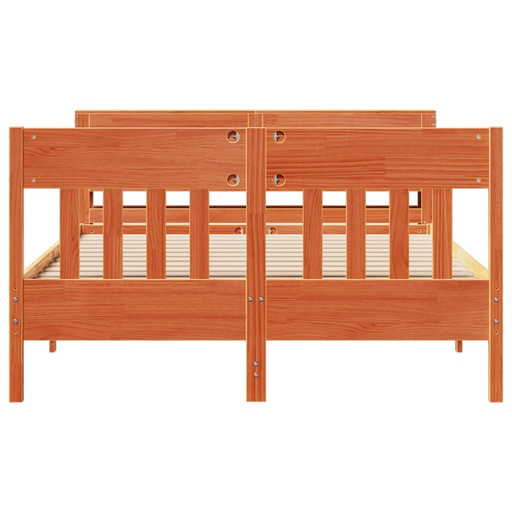 Cadre de lit sans matelas cire marron 160x200cm bois pin massif - XIOS