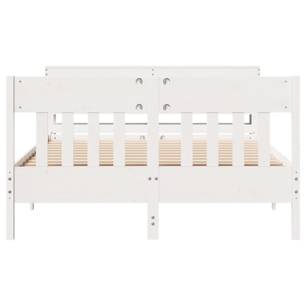 Cadre de lit sans matelas blanc 150x200 cm bois de pin massif - XIOS