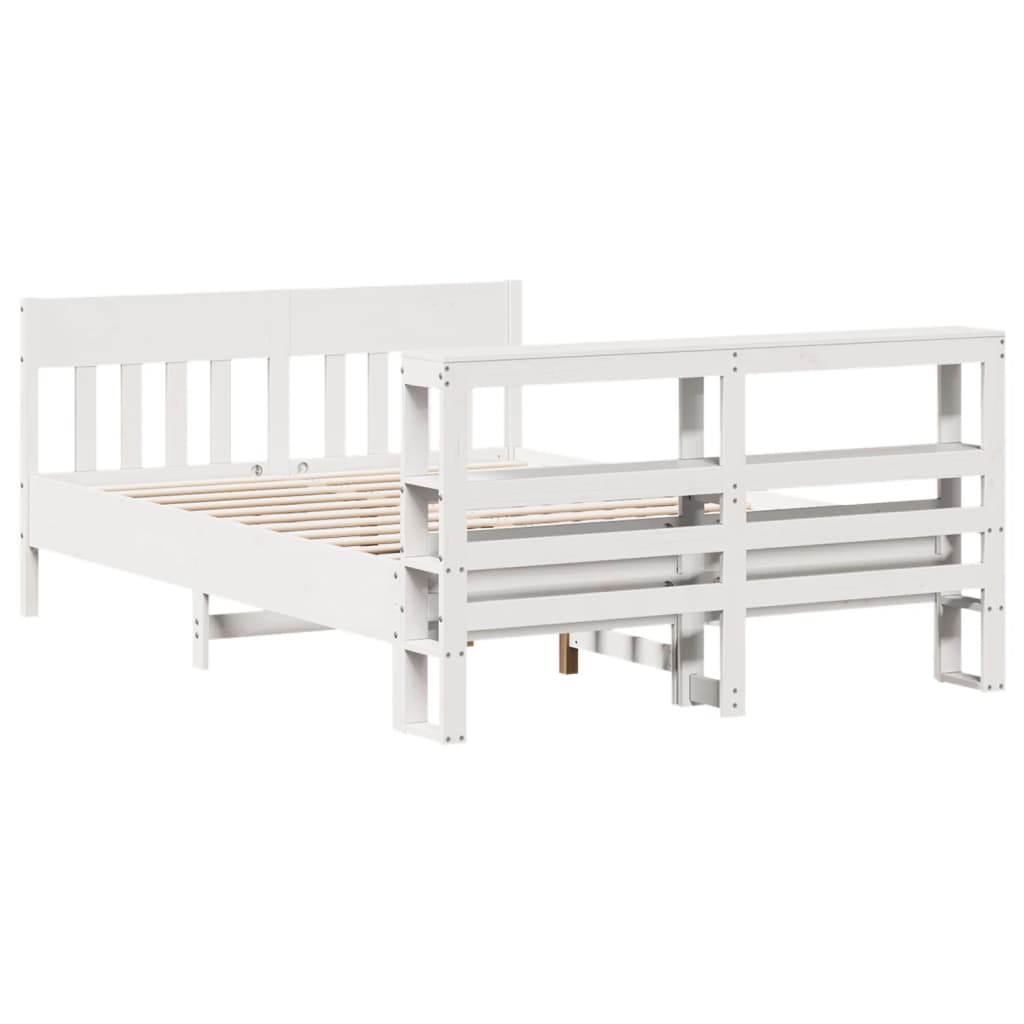 Cadre de lit sans matelas blanc 150x200 cm bois de pin massif - XIOS