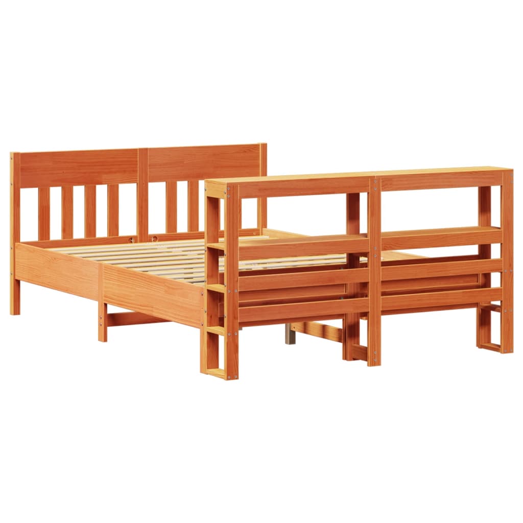 Cadre de lit sans matelas cire marron 150x200cm bois pin massif - XIOS