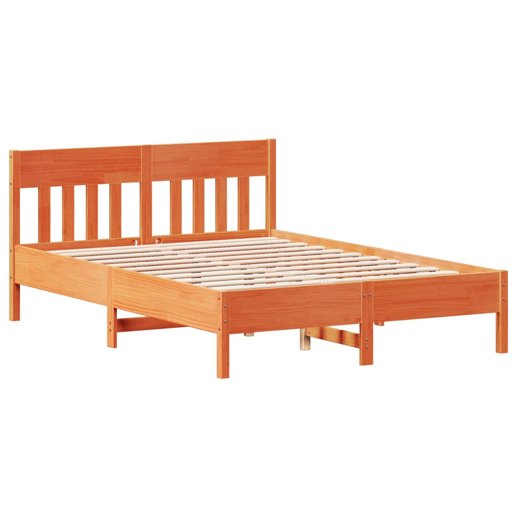 Cadre de lit sans matelas cire marron 150x200cm bois pin massif - XIOS