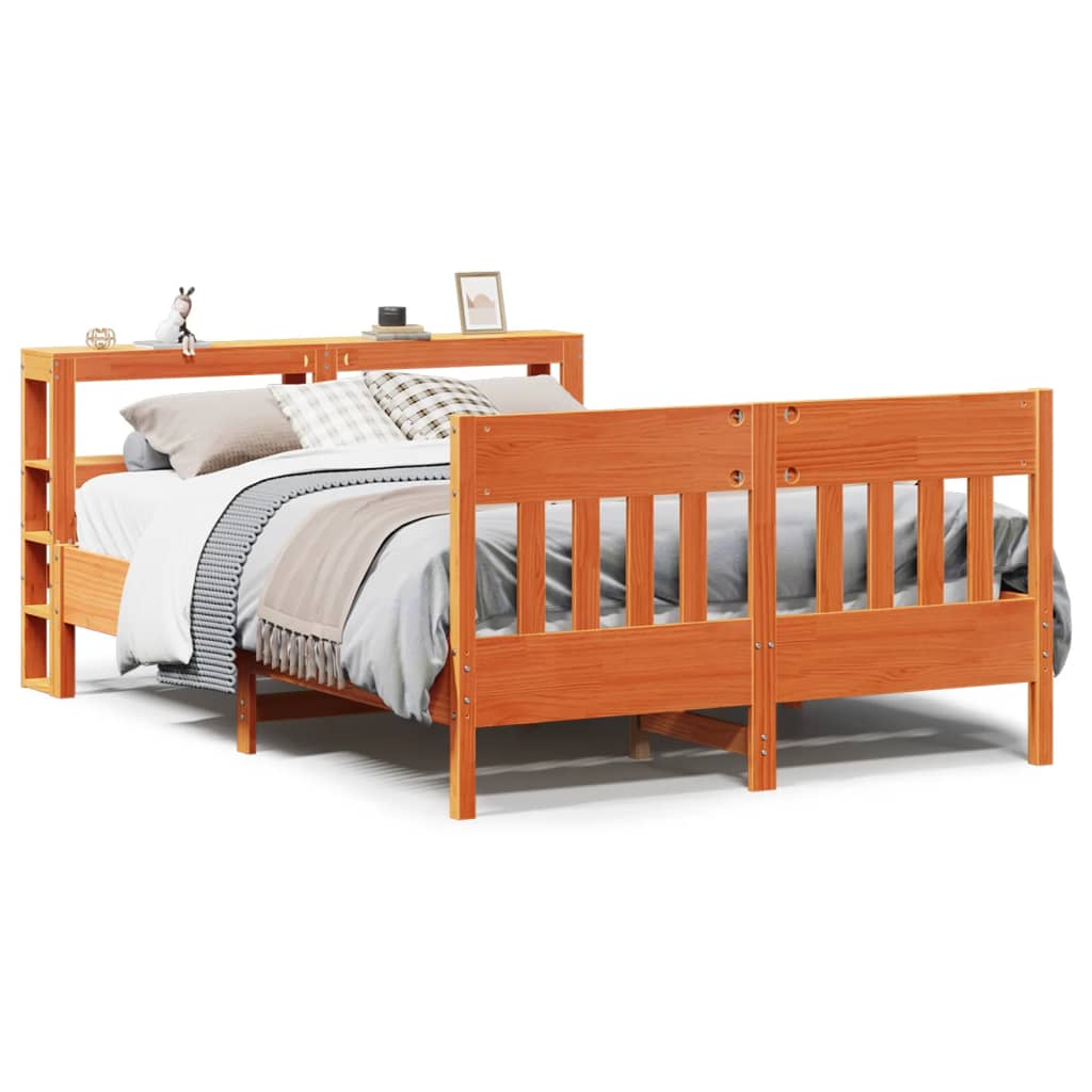 Cadre de lit sans matelas cire marron 120x200cm bois pin massif - XIOS