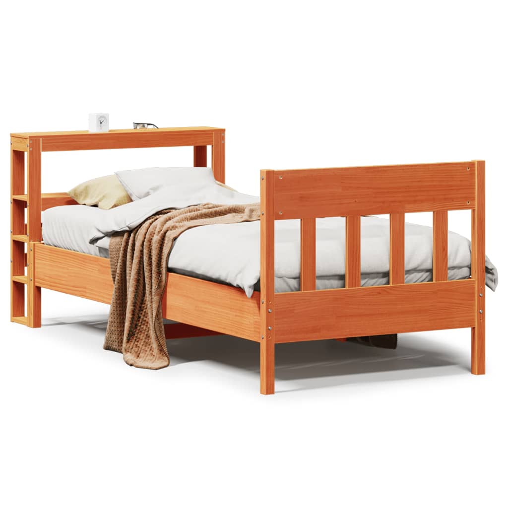 Cadre de lit sans matelas cire marron 100x200cm bois pin massif - XIOS