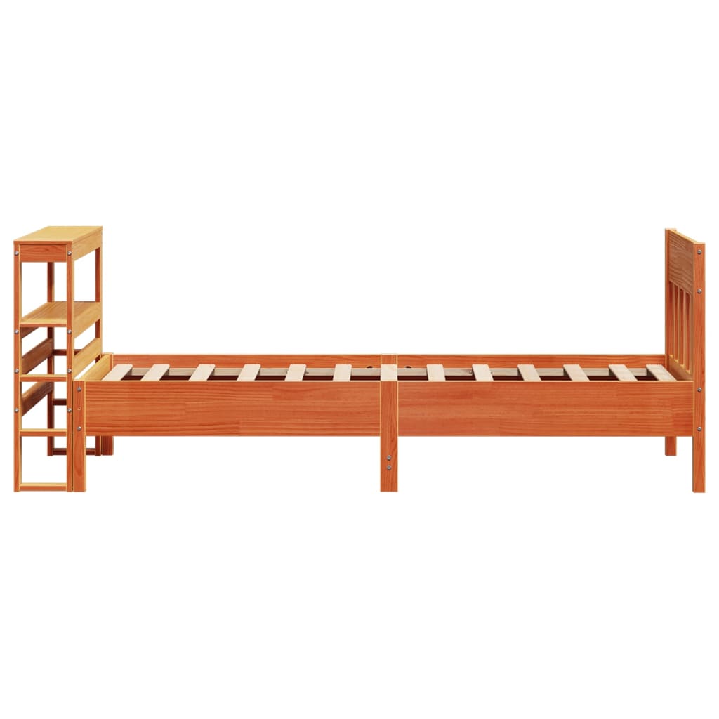 Cadre de lit sans matelas cire marron 100x200cm bois pin massif - XIOS