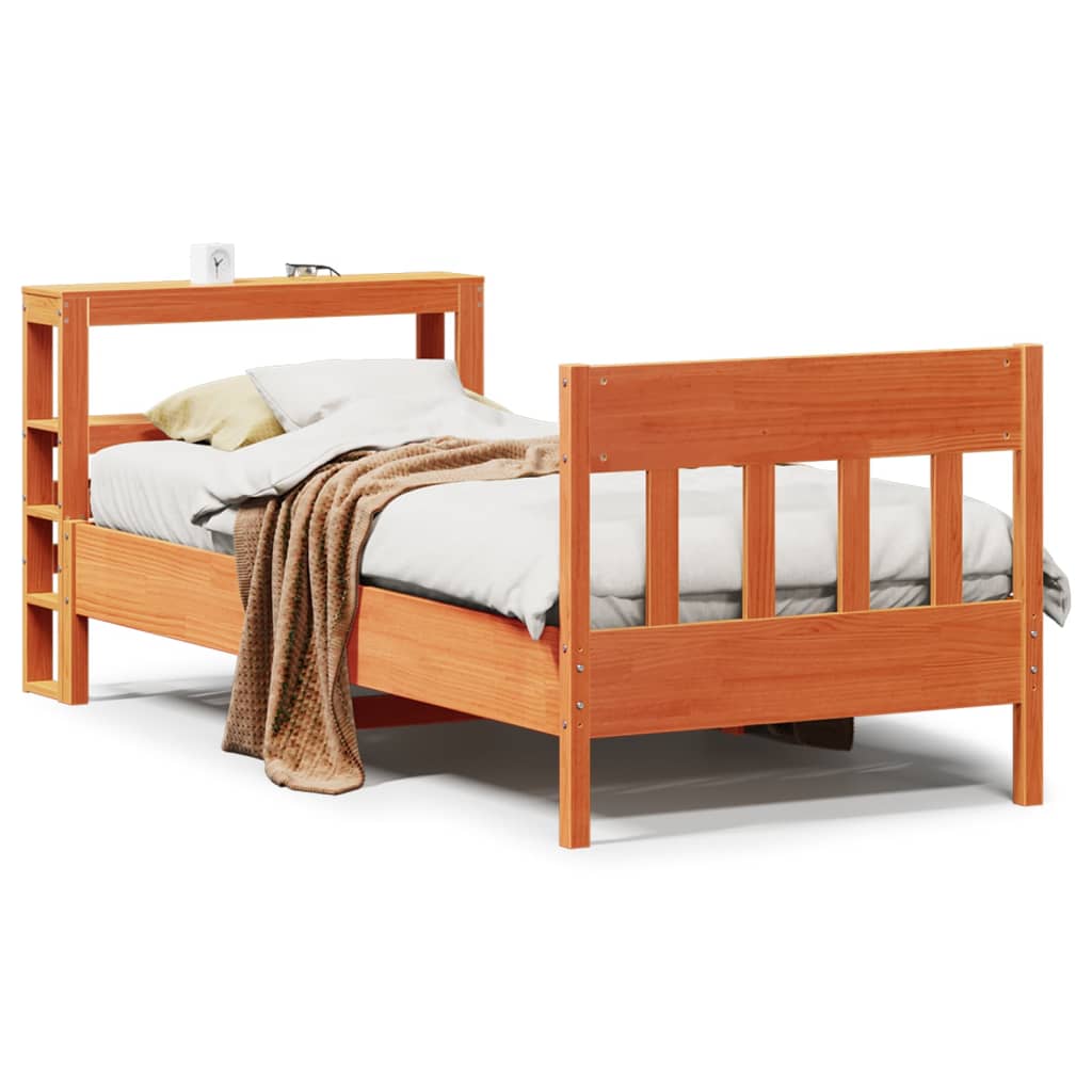 Cadre de lit sans matelas cire marron 90x200 cm bois pin massif - XIOS