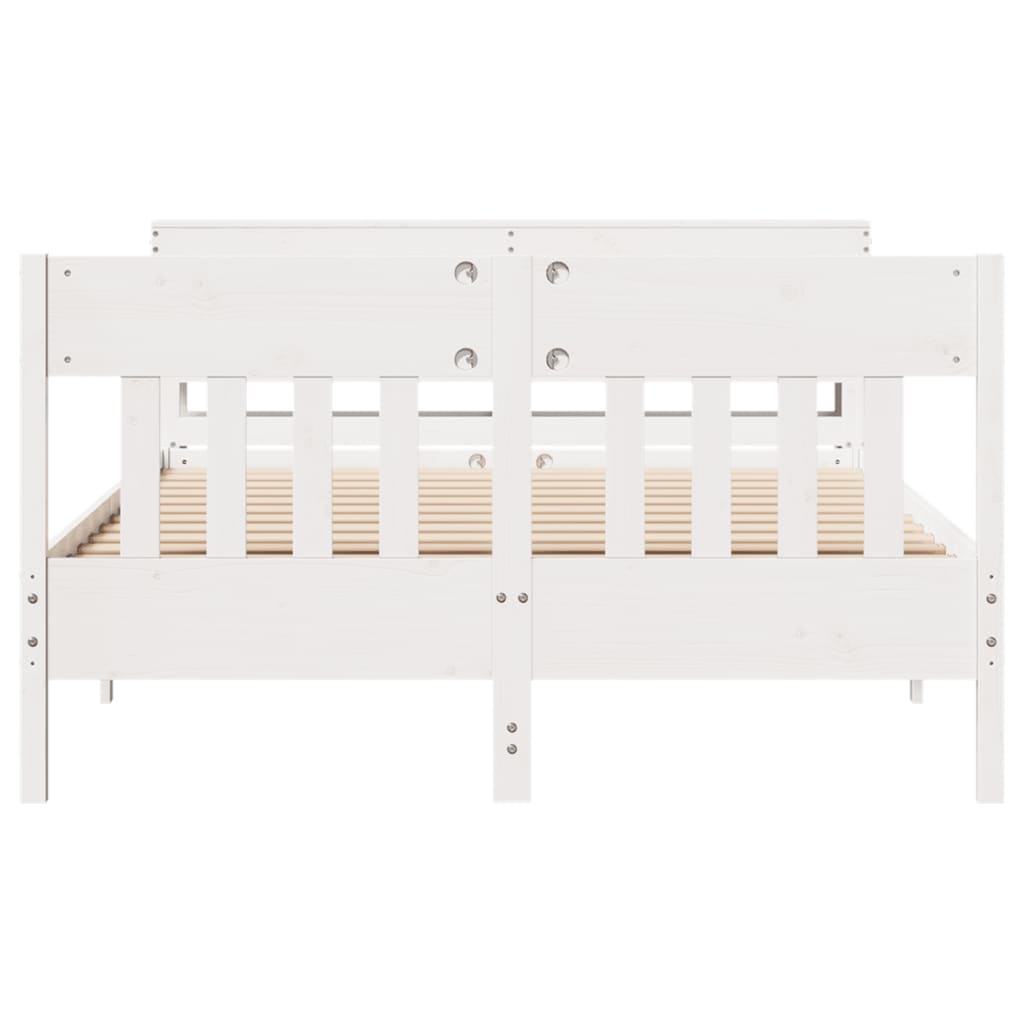 Cadre de lit sans matelas blanc 140x190 cm bois de pin massif - XIOS