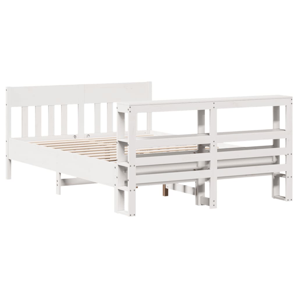 Cadre de lit sans matelas blanc 140x190 cm bois de pin massif - XIOS