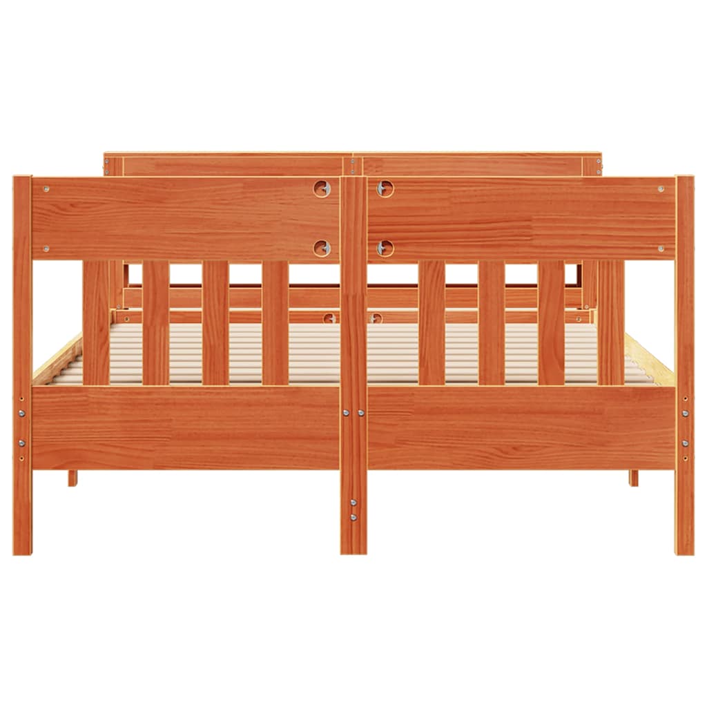 Cadre de lit sans matelas cire marron 140x190cm bois pin massif - XIOS