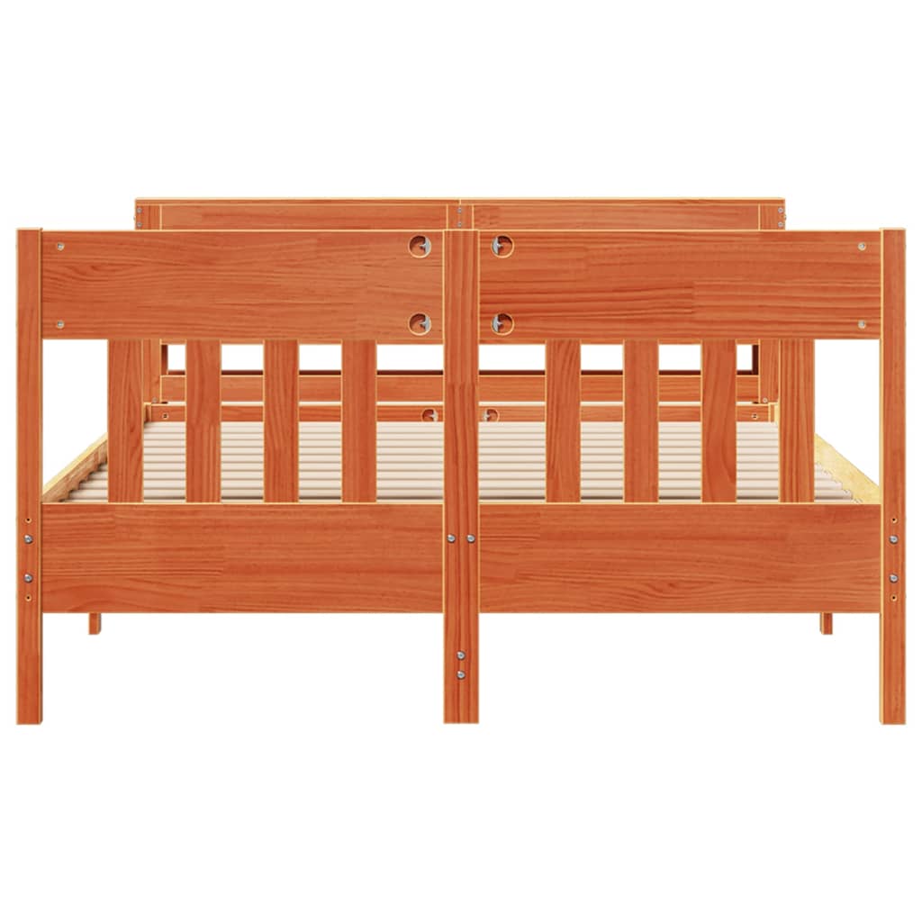 Cadre de lit sans matelas cire marron 140x190cm bois pin massif - XIOS