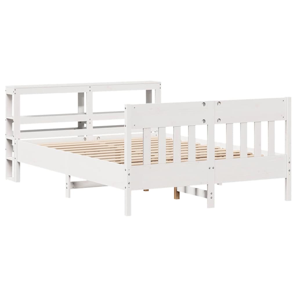 Cadre de lit sans matelas blanc 120x190 cm bois de pin massif - XIOS