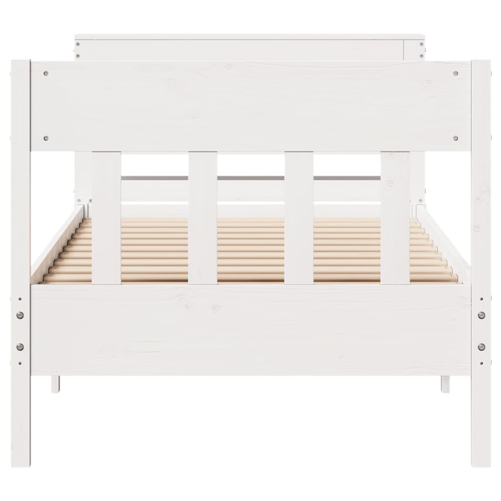 Cadre de lit sans matelas blanc 75x190 cm bois de pin massif - XIOS