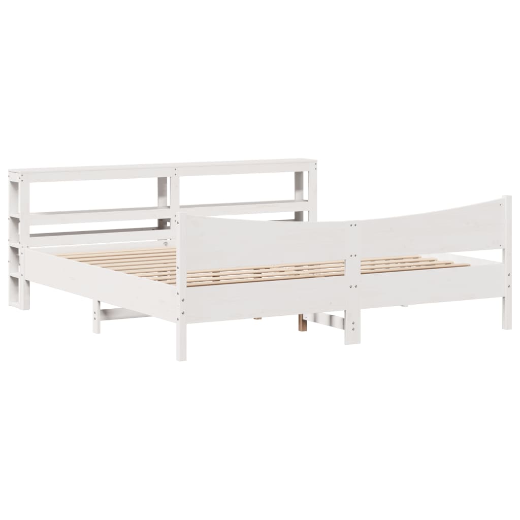 Cadre de lit et tête de lit blanc 200x200 cm bois de pin massif - XIOS