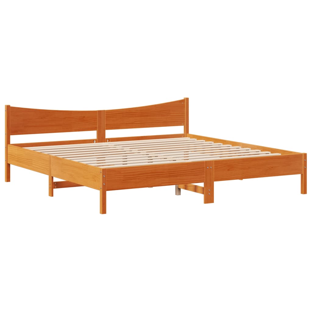 Cadre de lit et tête de lit cire marron 200x200 cm bois de pin - XIOS