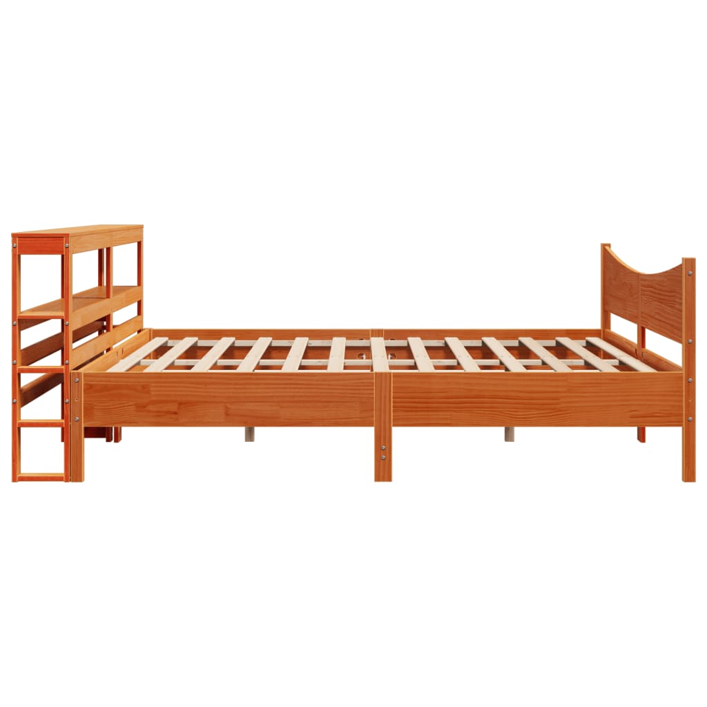 Cadre de lit et tête de lit cire marron 200x200 cm bois de pin - XIOS