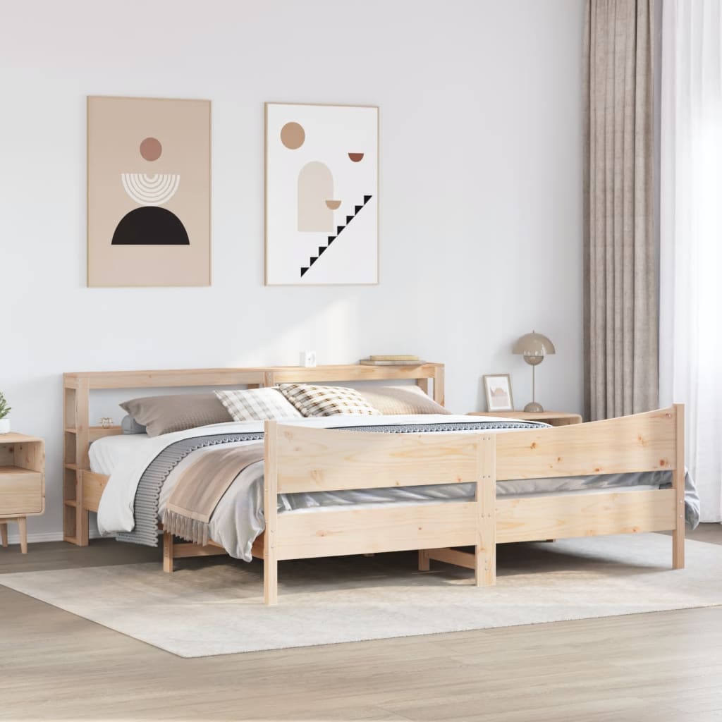 Cadre de lit avec tête de lit 180x200 cm bois de pin massif - XIOS
