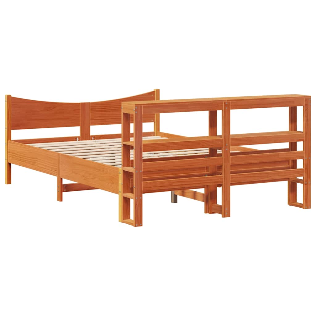 Cadre de lit et tête de lit cire marron 150x200 cm bois de pin - XIOS