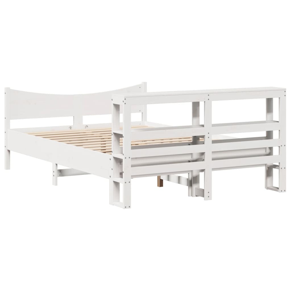 Cadre de lit avec tête de lit blanc 140x200 cm bois pin massif - XIOS