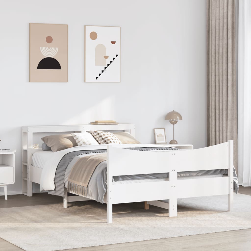 Cadre de lit avec tête de lit blanc 120x200 cm bois pin massif - XIOS