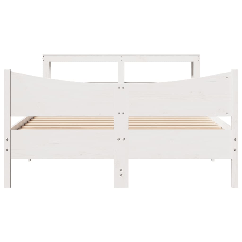 Cadre de lit avec tête de lit blanc 120x200 cm bois pin massif - XIOS
