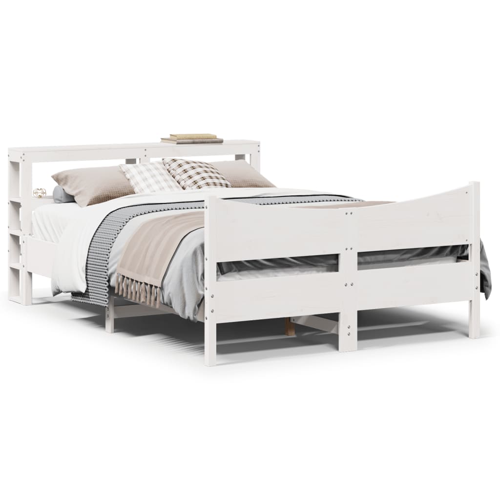 Cadre de lit avec tête de lit blanc 120x200 cm bois pin massif - XIOS