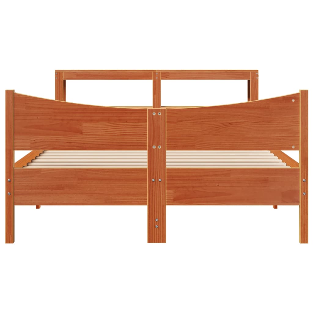 Cadre de lit et tête de lit cire marron 120x200 cm bois de pin - XIOS