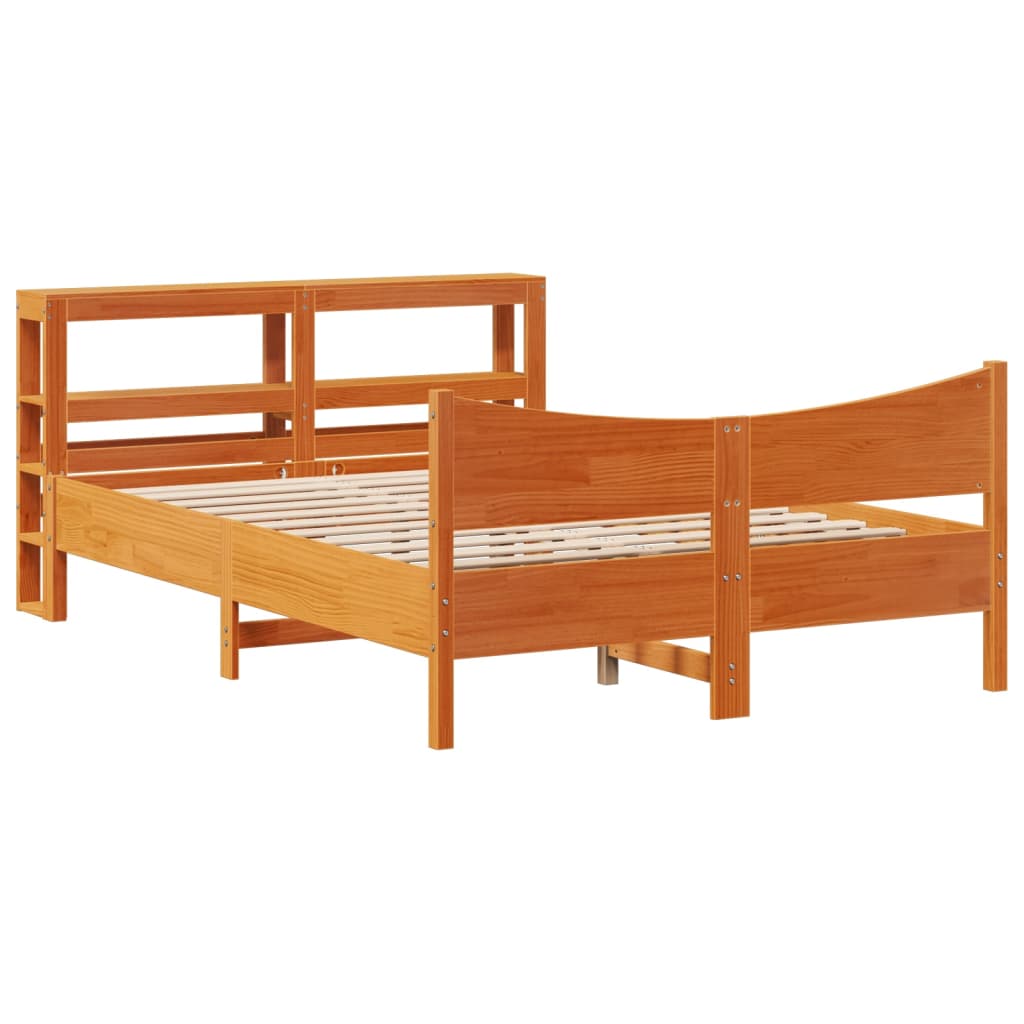 Cadre de lit avec tête de lit cire marron 140x190cm bois de pin - XIOS