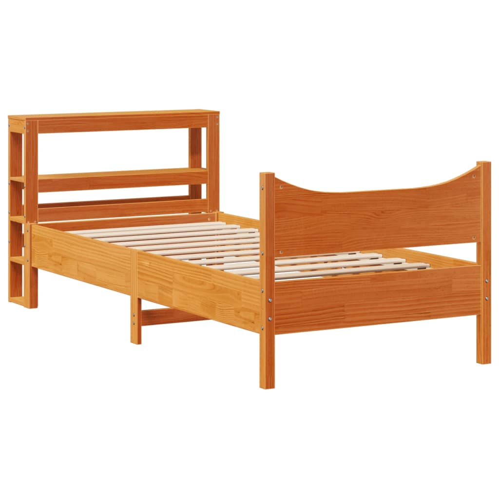 Cadre de lit avec tête de lit cire marron 75x190 cm bois de pin - XIOS