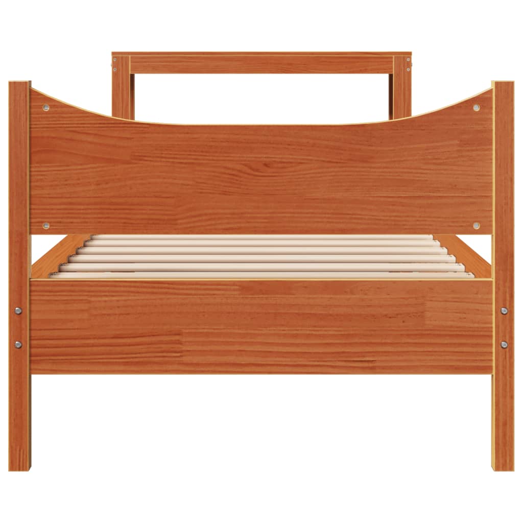 Cadre de lit avec tête de lit cire marron 75x190 cm bois de pin - XIOS