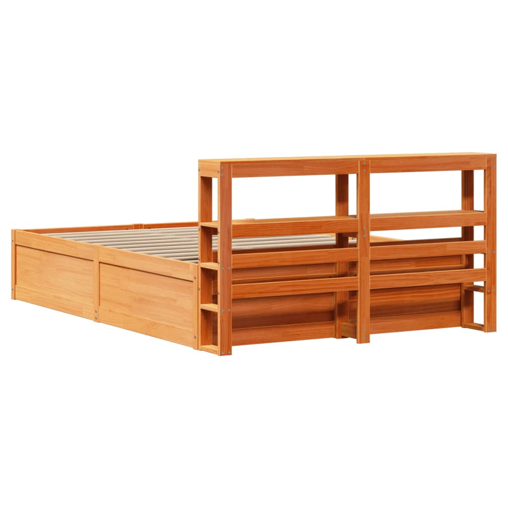 Cadre de lit et tête de lit cire marron 160x200 cm bois de pin - XIOS