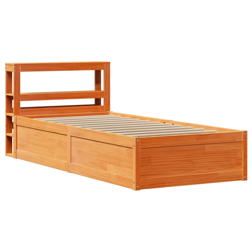 Cadre de lit et tête de lit cire marron 100x200 cm bois de pin - XIOS