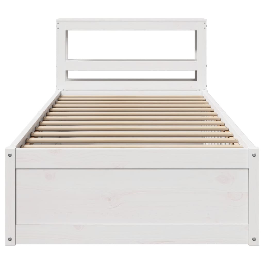 Cadre de lit avec tête de lit blanc 90x200cm bois de pin massif - XIOS