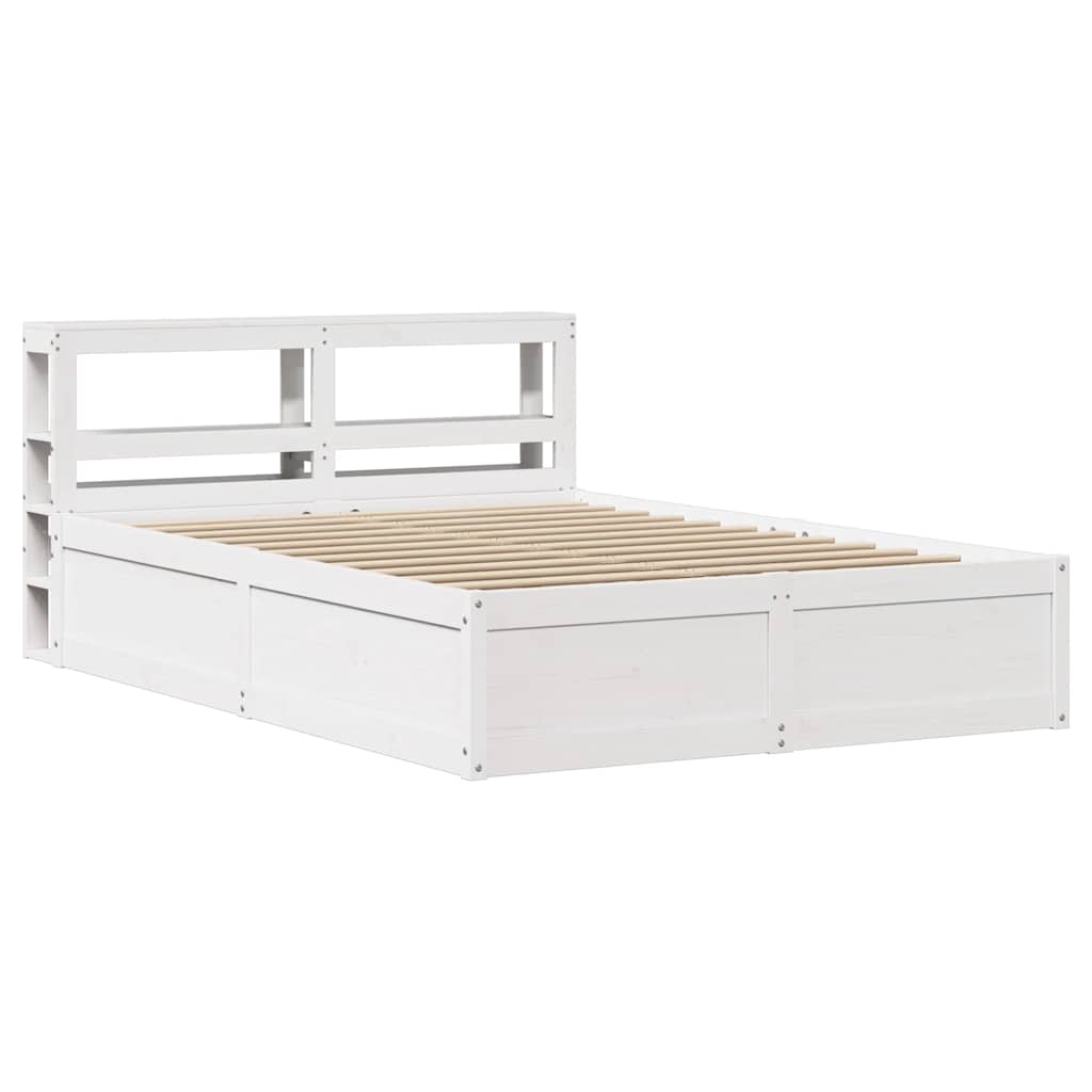 Cadre de lit et tête de lit blanc 140x190 cm bois de pin massif - XIOS