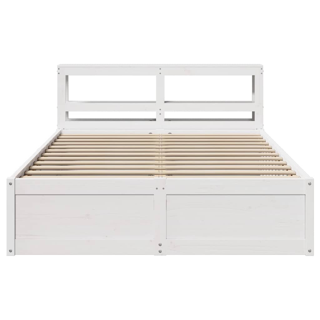 Cadre de lit et tête de lit blanc 140x190 cm bois de pin massif - XIOS
