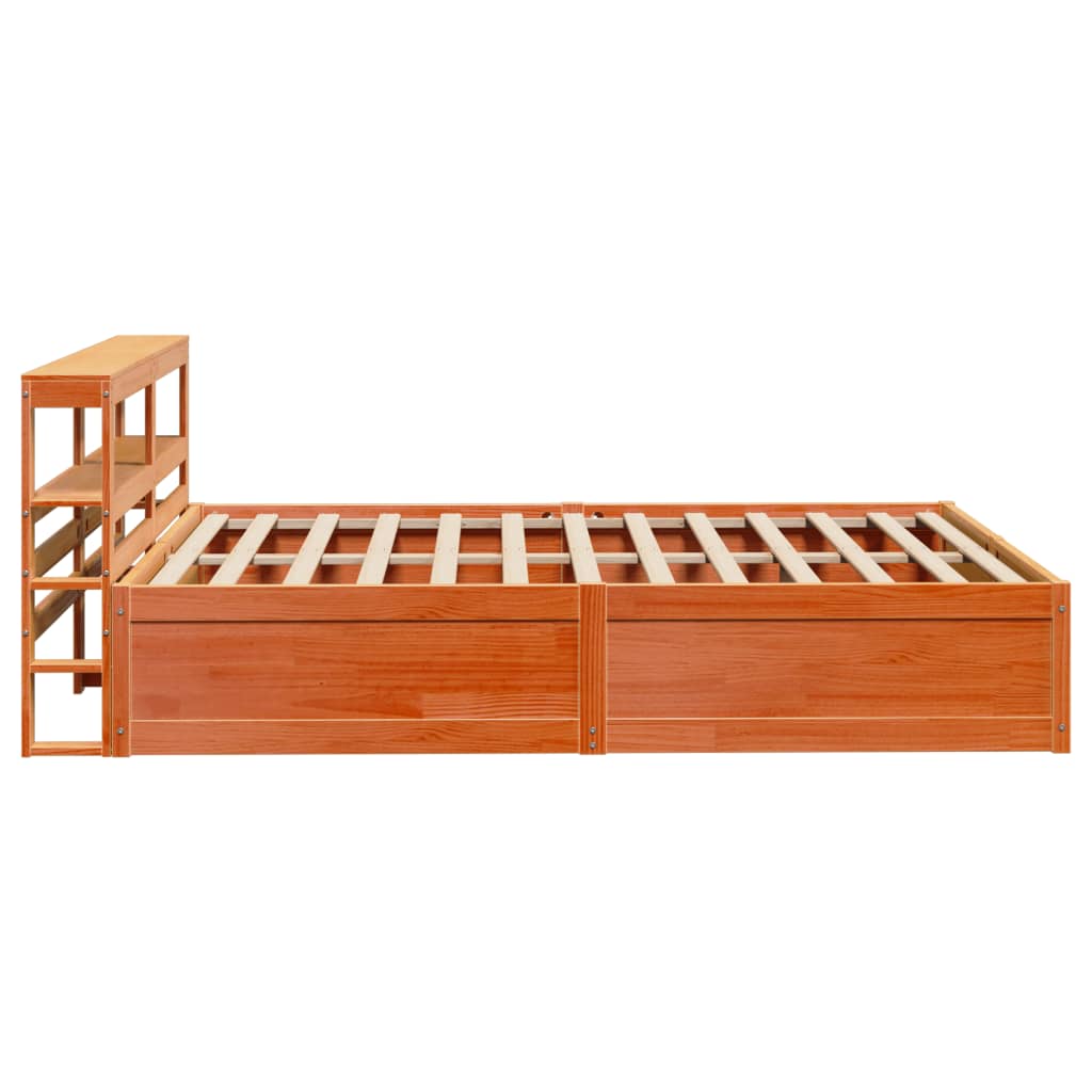 Cadre de lit et tête de lit cire marron 135x190 cm bois de pin - XIOS