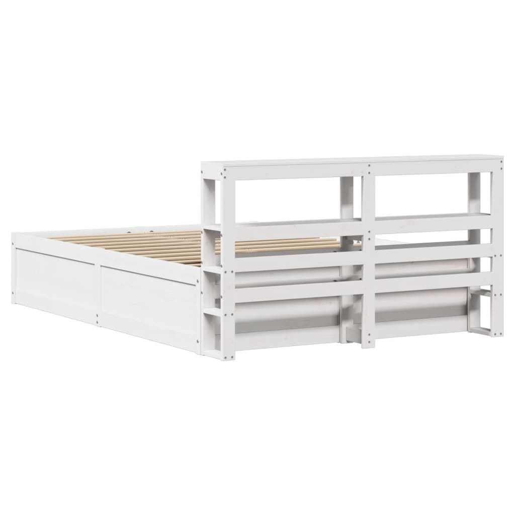 Cadre de lit avec tête de lit blanc 120x190 cm bois pin massif